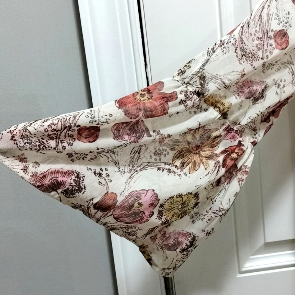 Mossimo Supply Co. Floral Long Sleeve Dress - Size M Cream & Brown - Picture 4 of 7